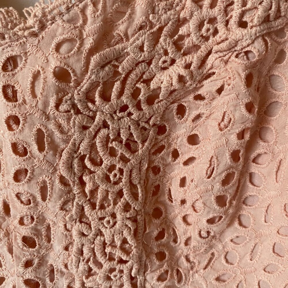 Japna Women XL Pink Babydoll‎ Lace Smocked Crop Top Adjustable Straps Coquette - Picture 8 of 10